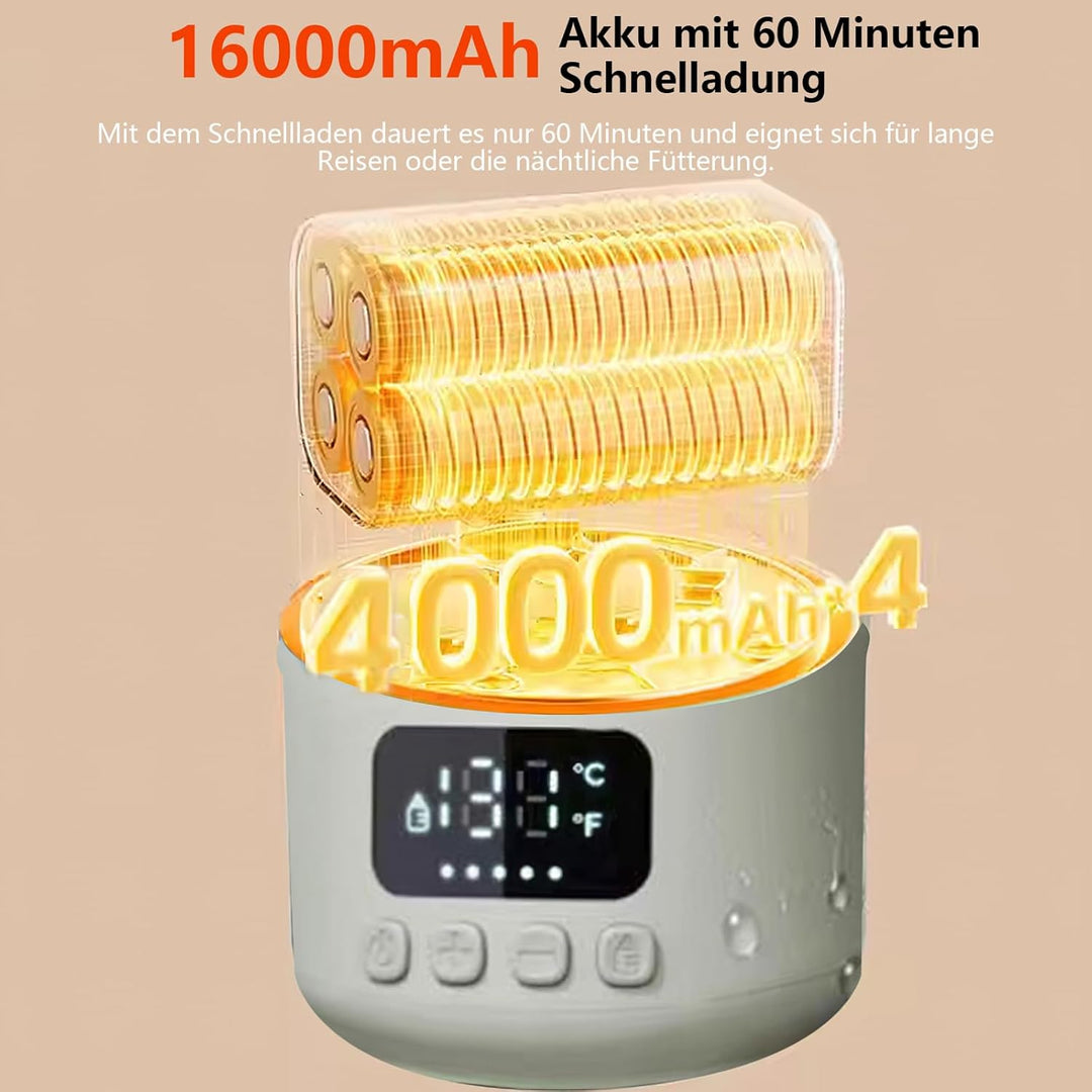Tragbarer Flaschenwärmer Baby für unterwegs,500ml Kapazität,100W Schnellwärmung,24-Stunden-Konstantt