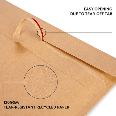 100 Versandbeutel aus Kraftpapier 120 g/m² wiederverschliessbar 34 x 37 cm | Grösse und Stückzahl wä