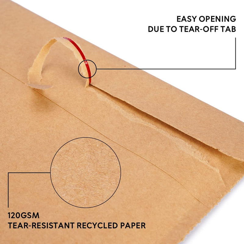 100 Versandbeutel aus Kraftpapier 120 g/m² wiederverschliessbar 34 x 37 cm | Grösse und Stückzahl wä