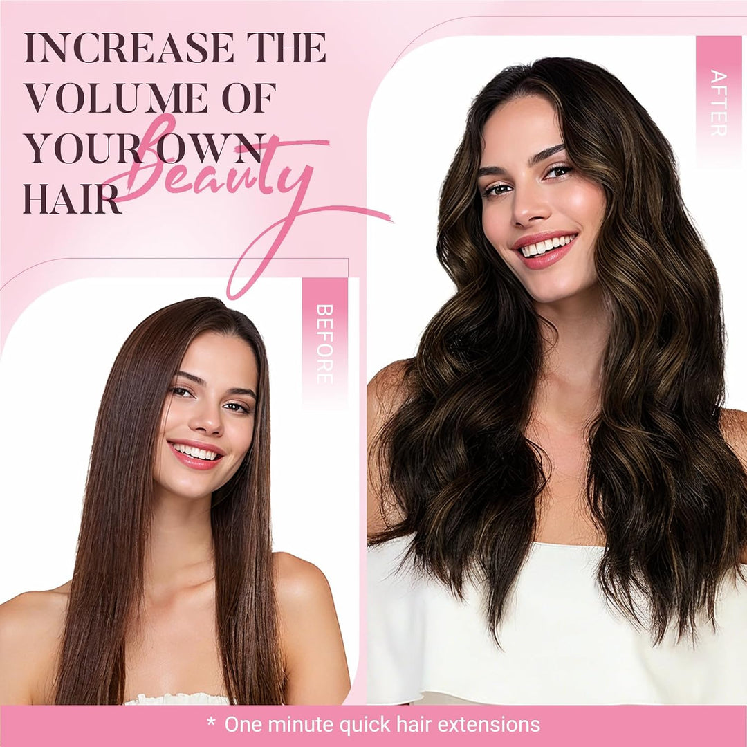 MAXITA Clip in Haarverlängerungen aus echtem Menschenhaar, Remy Haar Clip in Extensions für Damen, n