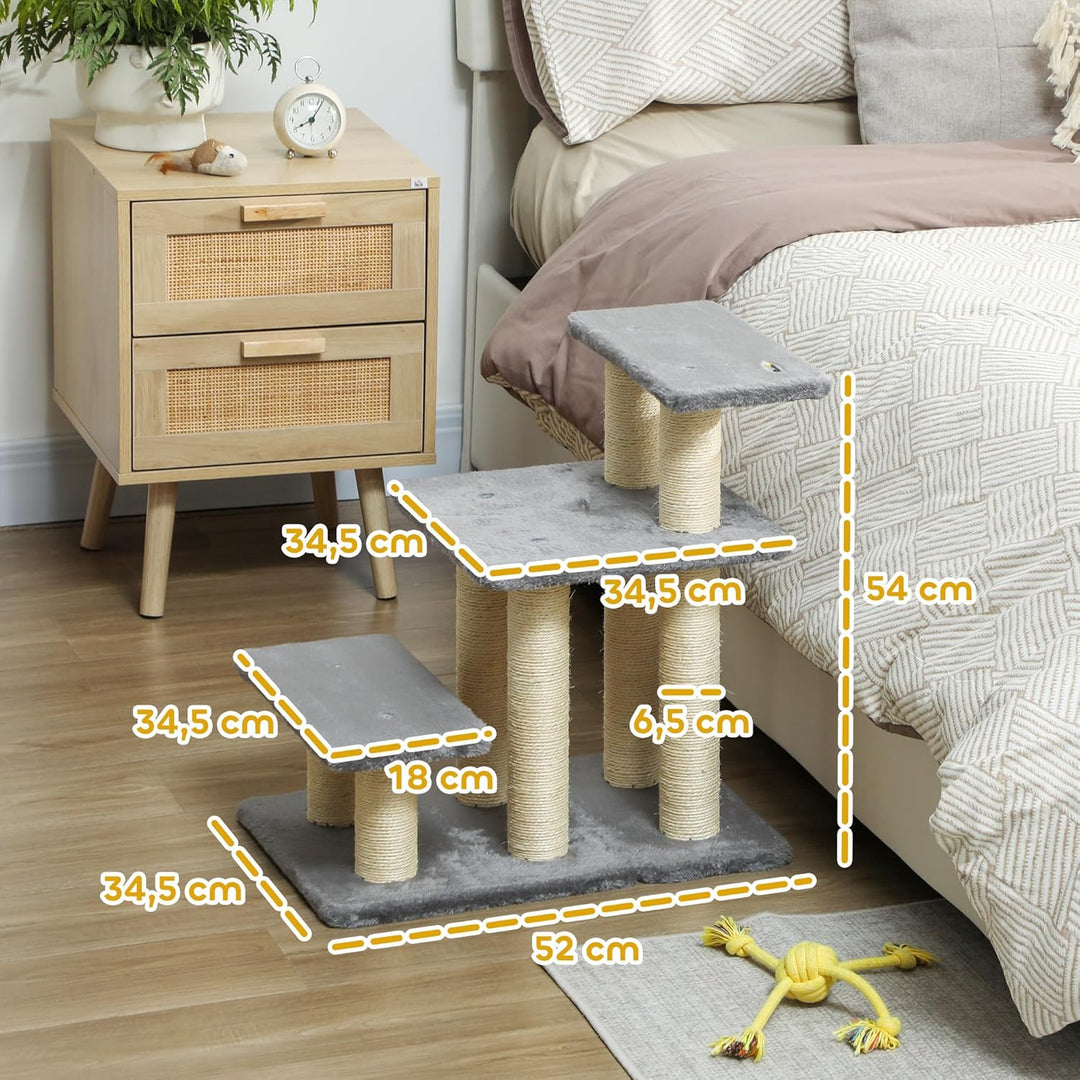 PawHut Hundetreppe 3 Stufen 54 cm Hoch Haustiertreppe für Kleine Hunde Katzentreppe Hunderampe mit S