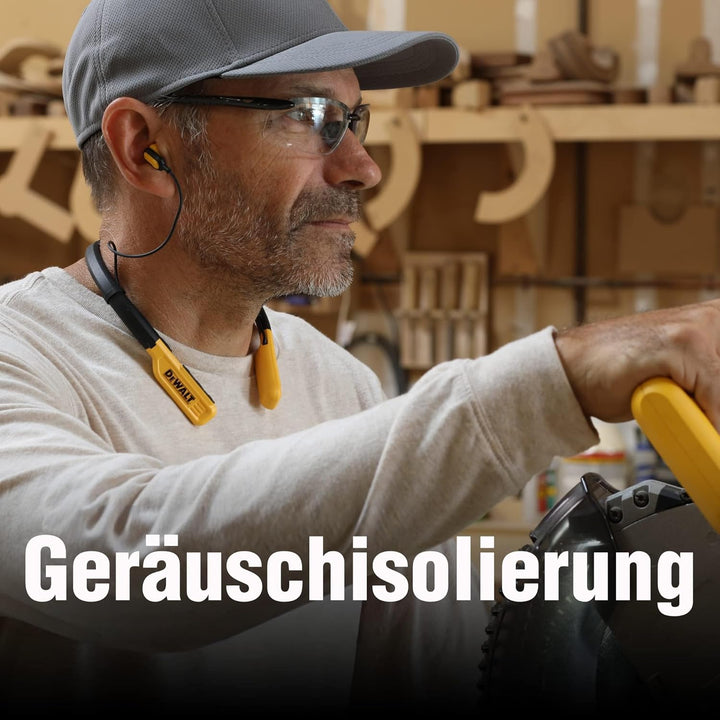 DEWALT Heavy-Duty Bluetooth Neckband Kopfhörer – Kabellose Nackenbügel-Earbuds mit 30Std. Laufzeit,
