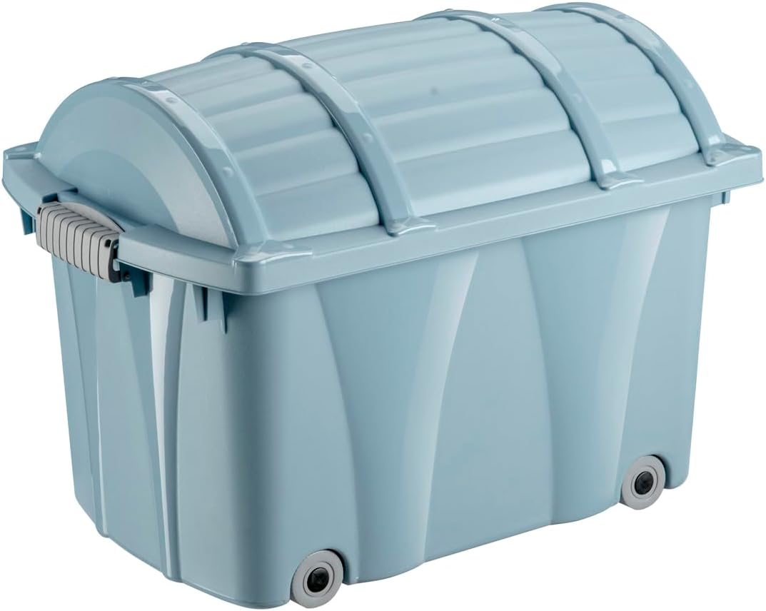keeeper Piraten-Box, Aufbewahrungsbox mit Rollen und Verschluss, 58 x 37 x 40 cm, Kamil Pure, Blau (