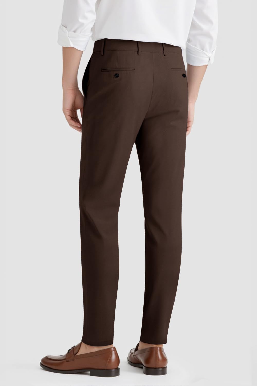 GINGTTO Herren Chino Hose Skinny Chinohose Casual mit Stretch Designer Hose Stoffhose 28W / 30L Brau