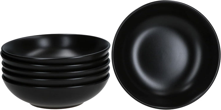 MamboCat Panther 6er Set Suppenteller schwarz I 420ml I matte tiefe Steingut-Teller für 6 Personen I