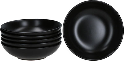 MamboCat Panther 6er Set Suppenteller schwarz I 420ml I matte tiefe Steingut-Teller für 6 Personen I