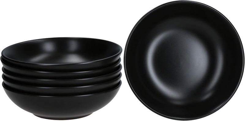 MamboCat Panther 6er Set Suppenteller schwarz I 420ml I matte tiefe Steingut-Teller für 6 Personen I