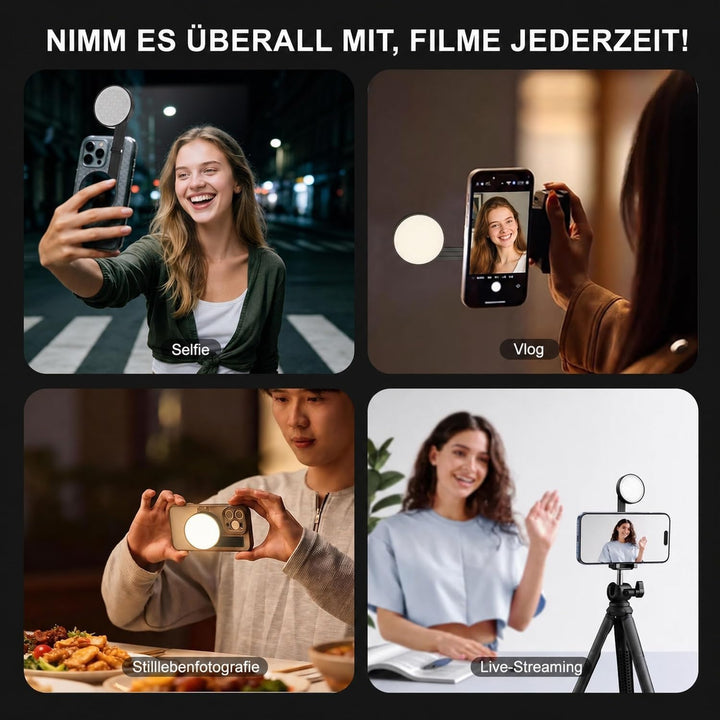 Magnetic Dual-Sided Selfie Light Compatible with MagSafe iPhone, 42LEDs per Side, CRI95+ Rechargeabl