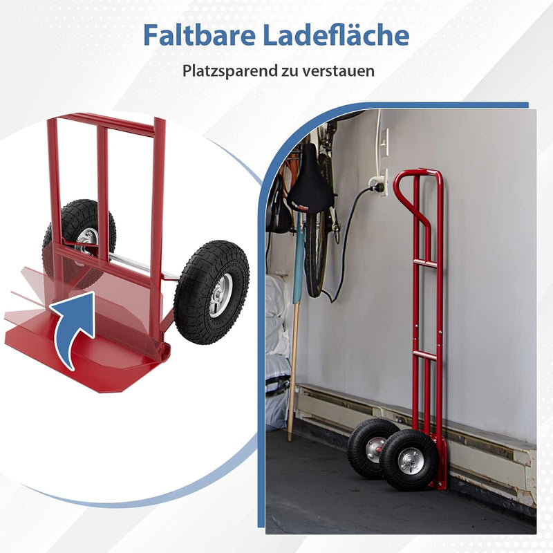 COSTWAY Sackkarre mit P-Griff, belastbar bis 300 kg, Metall Stapelkarre Schwerlast, Transportkarre m