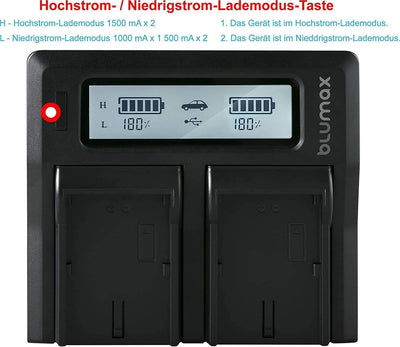 Doppel-Ladegerät ersetzt Sony NP-F970 / Np-F960 Dual Charger | kompatibel mit Sony NP-F970 NP-F960 N