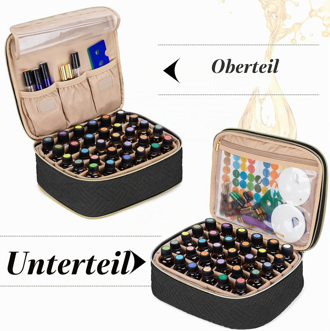 Luxja Ätherische Öl Tasche, Doppelschicht Aufbewahrungstasche für Öle und Zubehör, Öl Tasche für 60