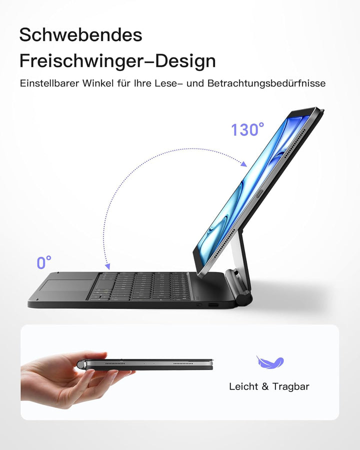 Inateck Magnetische Tastatur hülle für iPad Air 11 Zoll 2024 (M2), iPad Air 5/4 Gen 2022,Magic Keybo