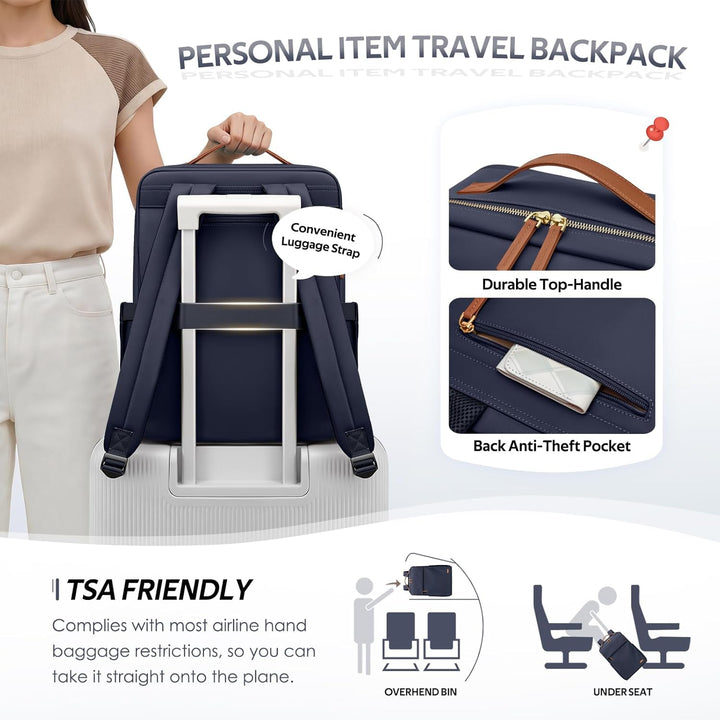 Rucksack Damen Laptop Reise Schulrucksack 15.6 Zoll mit Laptopfach, Wasserdicht Multifunktionaler Lä