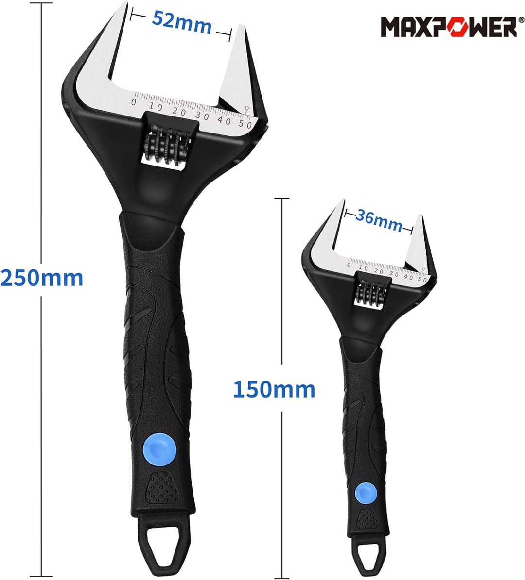 MAXPOWER 2 Stücke Rollgabelschlüssel Set 150mm/250mm Maximale Öffnung 36mm/52mm Rollgabelschlüssel G