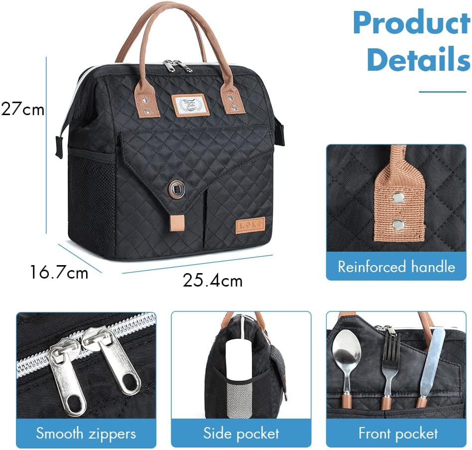 Lekesky Kühltasche Damen Lunchtasche Isolierte für Frauen Auslaufsichere Weit Geöffnete Lunchbox, 11