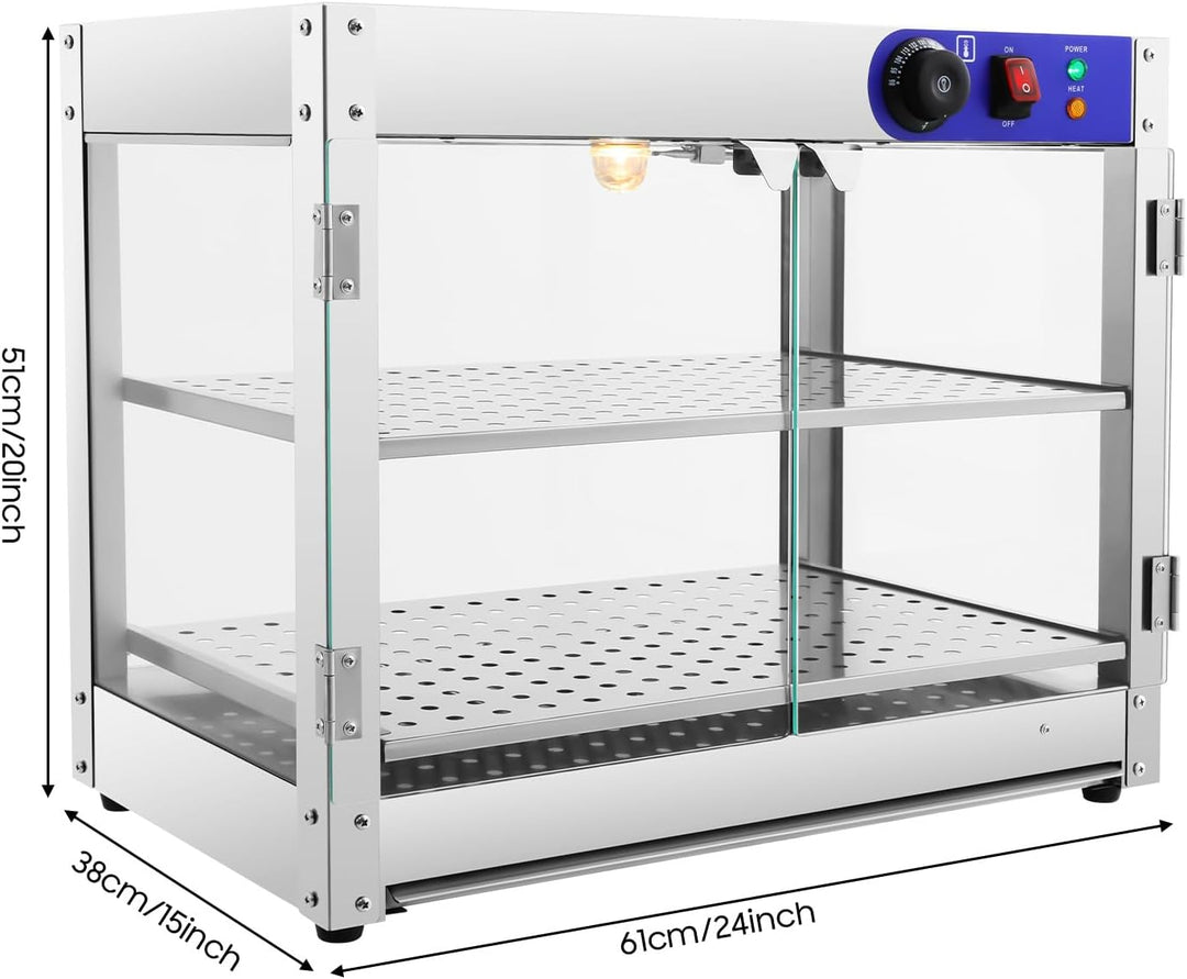 Warmhaltevitrine Heissetheke Aufsatzvitrine Warmhaltetheke 30°C bis 85°C mit 2 Edelstahlrahmen,Warmh