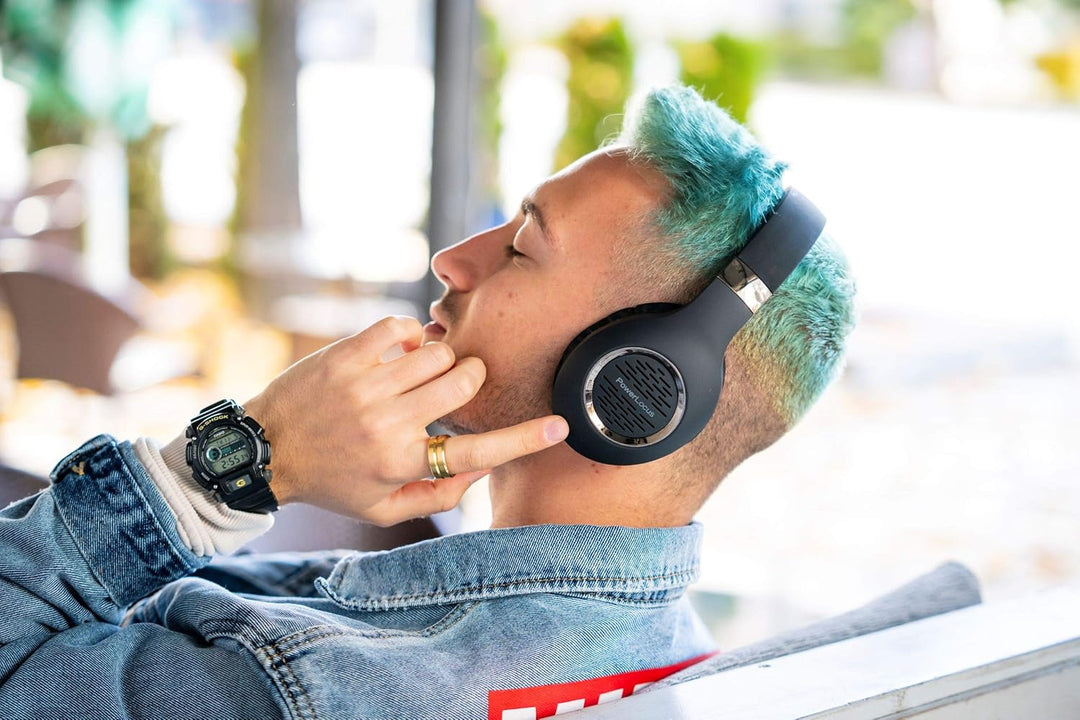 PowerLocus Bluetooth Kopfhörer Over Ear, Kabellose Kopfhörer Faltbarer mit Mikrofon, Hi-Fi-Stereo ti