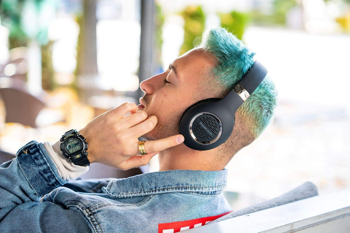 PowerLocus Bluetooth Kopfhörer Over Ear, Kabellose Kopfhörer Faltbarer mit Mikrofon, Hi-Fi-Stereo ti