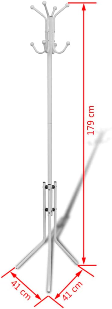 Hothingwell Garderobenständer mit Haken, Weiss | Klassisches Design, stabile dreieckige Füsse, für W