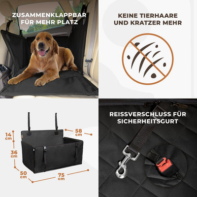 Extra Stabiler Hunde Autositz - Verstärkter Autositz für kleine und mittlere Hunde mit 4 Befestigung