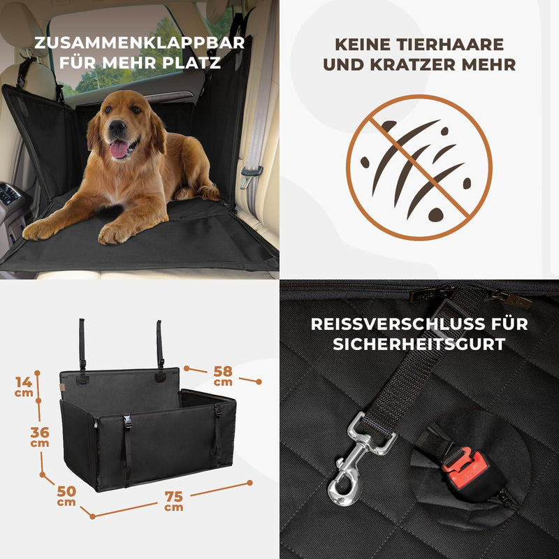 Extra Stabiler Hunde Autositz - Verstärkter Autositz für kleine und mittlere Hunde mit 4 Befestigung