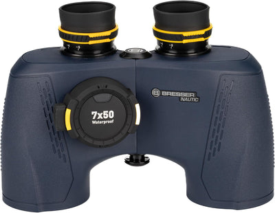 Bresser Fernglas Nautic 7x50 Gen II mit beleuchtetem Kompass, Entfernungs- und Grössenberechnung, Ne