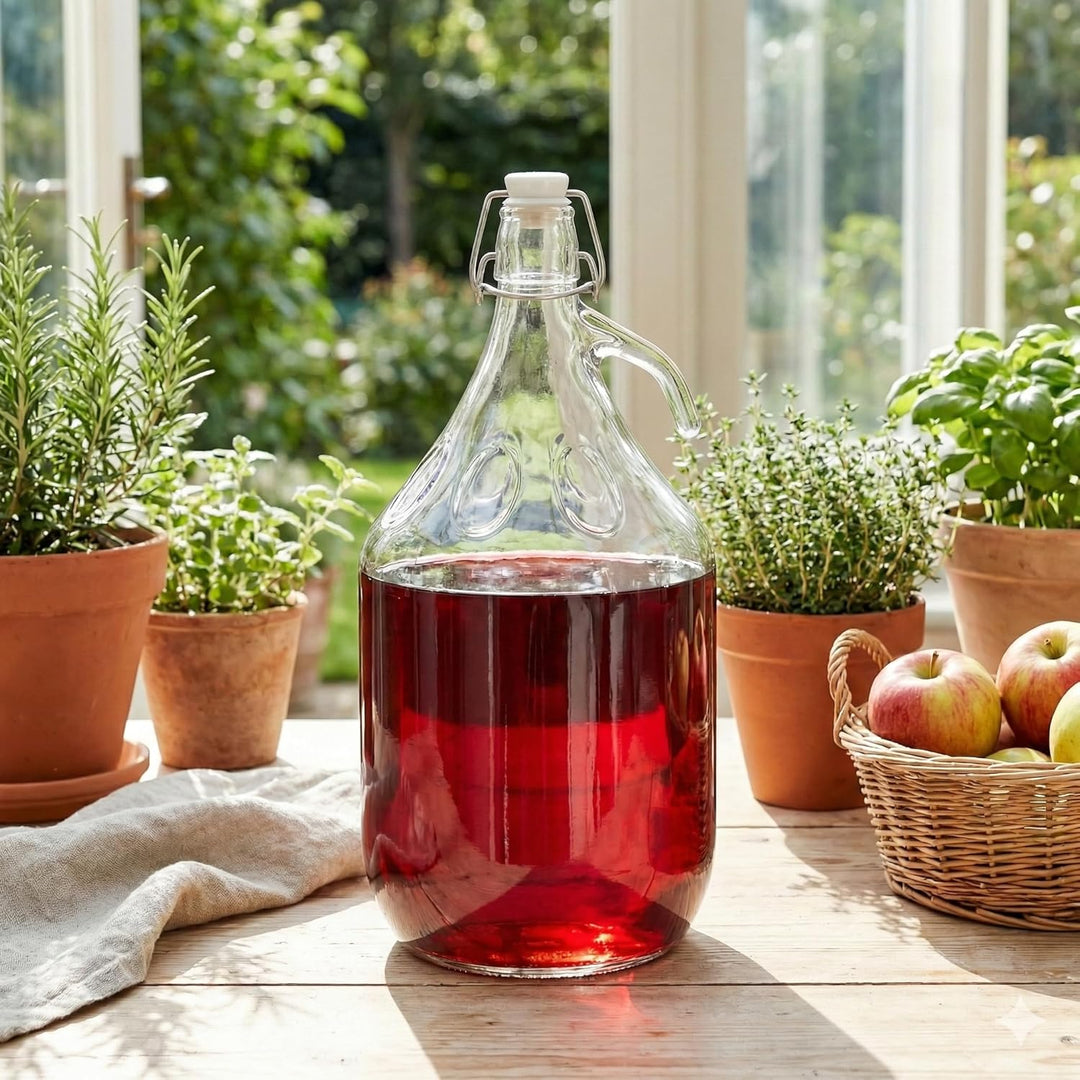 lilawelt24 4 STÜCK 5L Gärballon mit BÜGELVERSCHLUSS Flasche Glasballon Weinballon Bügelflasche Glasf