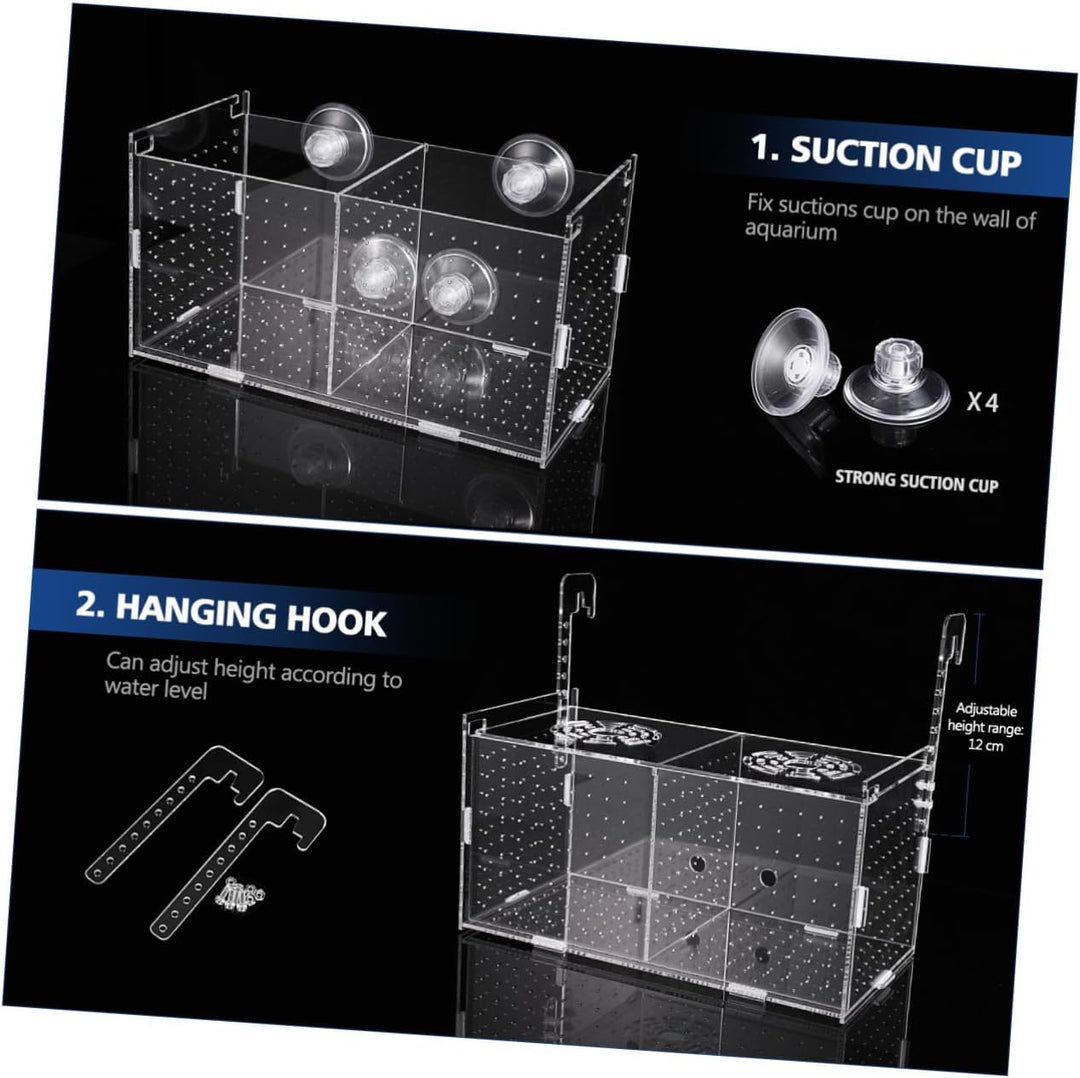 POPETPOP Fisch Isolation Box - Acryl Fischzuchtbox Fisch Züchter Box mit 4 Saugnäpfen für Babyfische