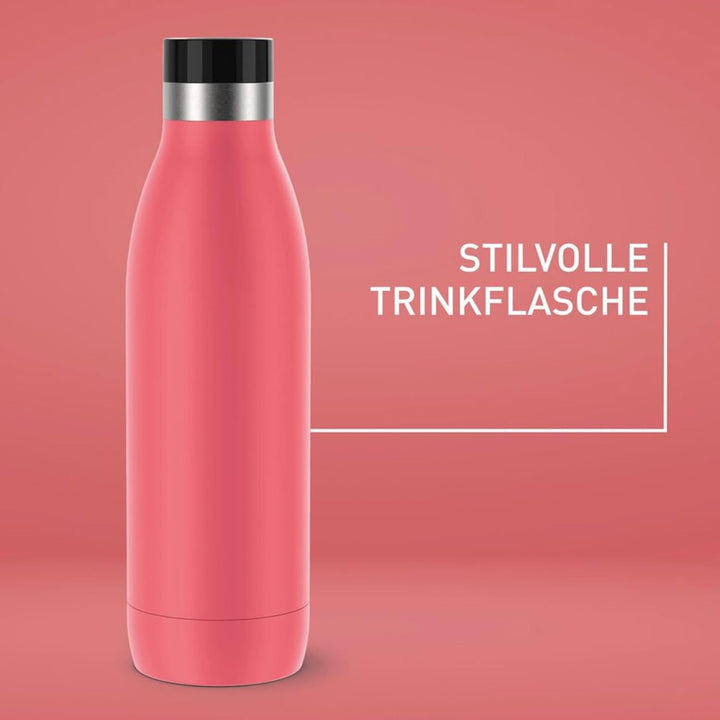 Emsa Bludrop Isolier-Trinkflasche, 0,7 Liter, 100% dicht, Quick-Press Verschluss, Ergonomischer 360°