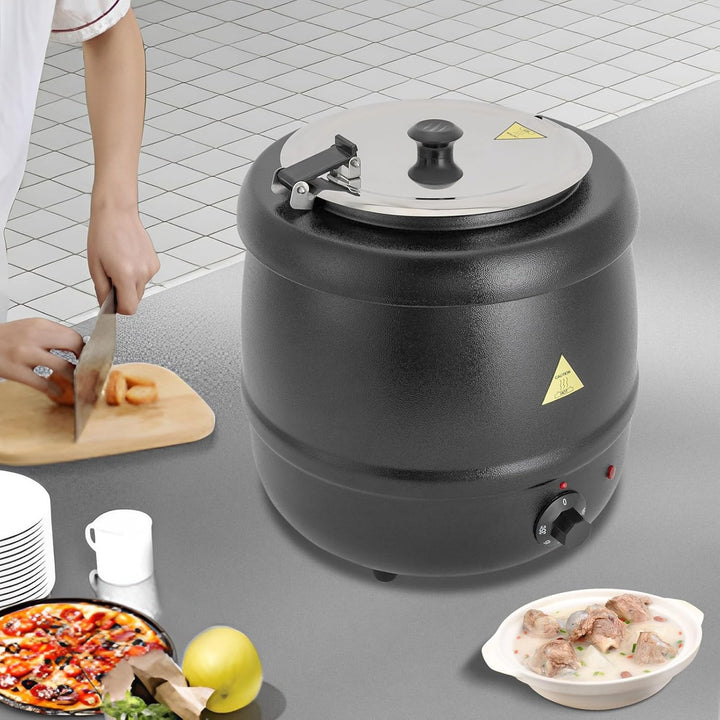 Suppentopf Elektrisch, 10L Speisenwärmer mit Abnehmbaren Deckel, Temperatur 35-80°C Einstellbereich