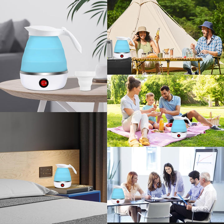 RANJIMA Faltbarer Wasserkocher 0,6L Reise Camping Wasserkocher 600W Schnellkoch tragbar Silikon Reis