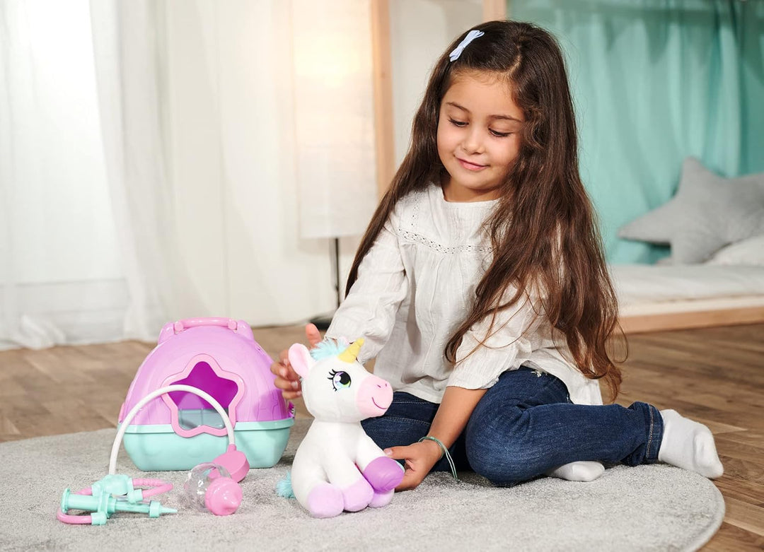 Simba 105542140 - Doktorkoffer mit Plüsch Einhorn, 20cm, Koffer 23x20cm zum Aufklappen, ab 3 Jahre
