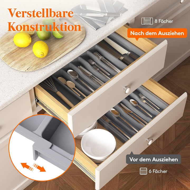 Lifewit Besteckkasten für Schubladen, Verstellbarer küchenutensilienhalter Tiefe 42,4 cm, Grosser Kü