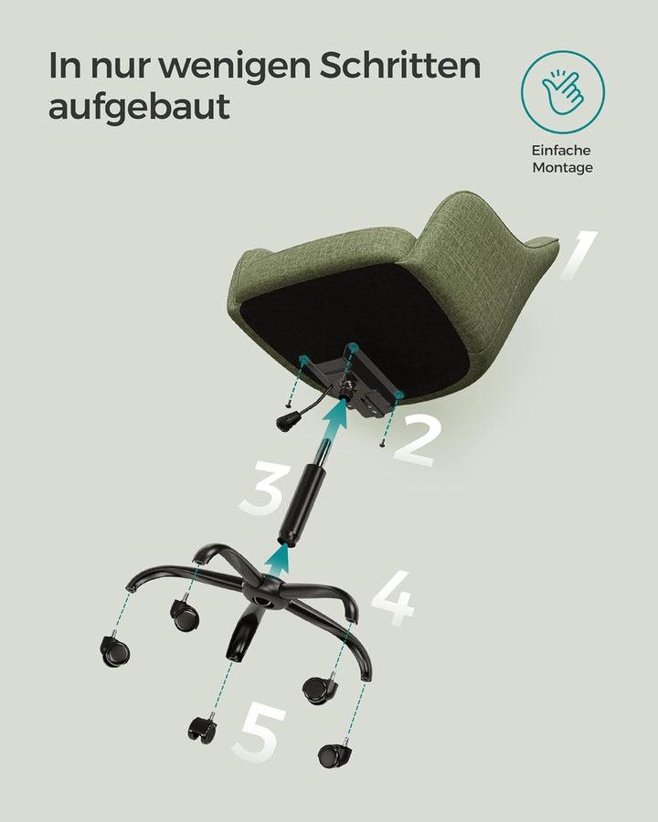 SONGMICS Homeoffice Stuhl, Drehstuhl, Schreibtischstuhl, höhenverstellbar, bis 110 kg belastbar, atm
