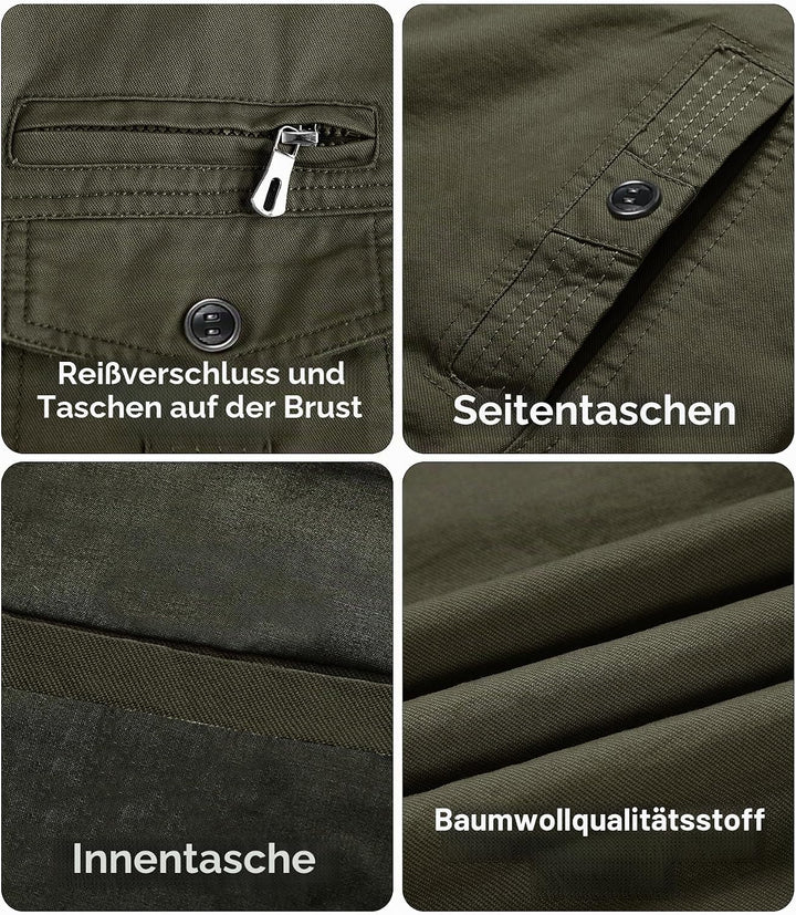 EKLENTSON Herren Arbeitsjacke Workwear Übergangsjacke Cargo Jacke mit Vielen Taschen S Armeegrün #91