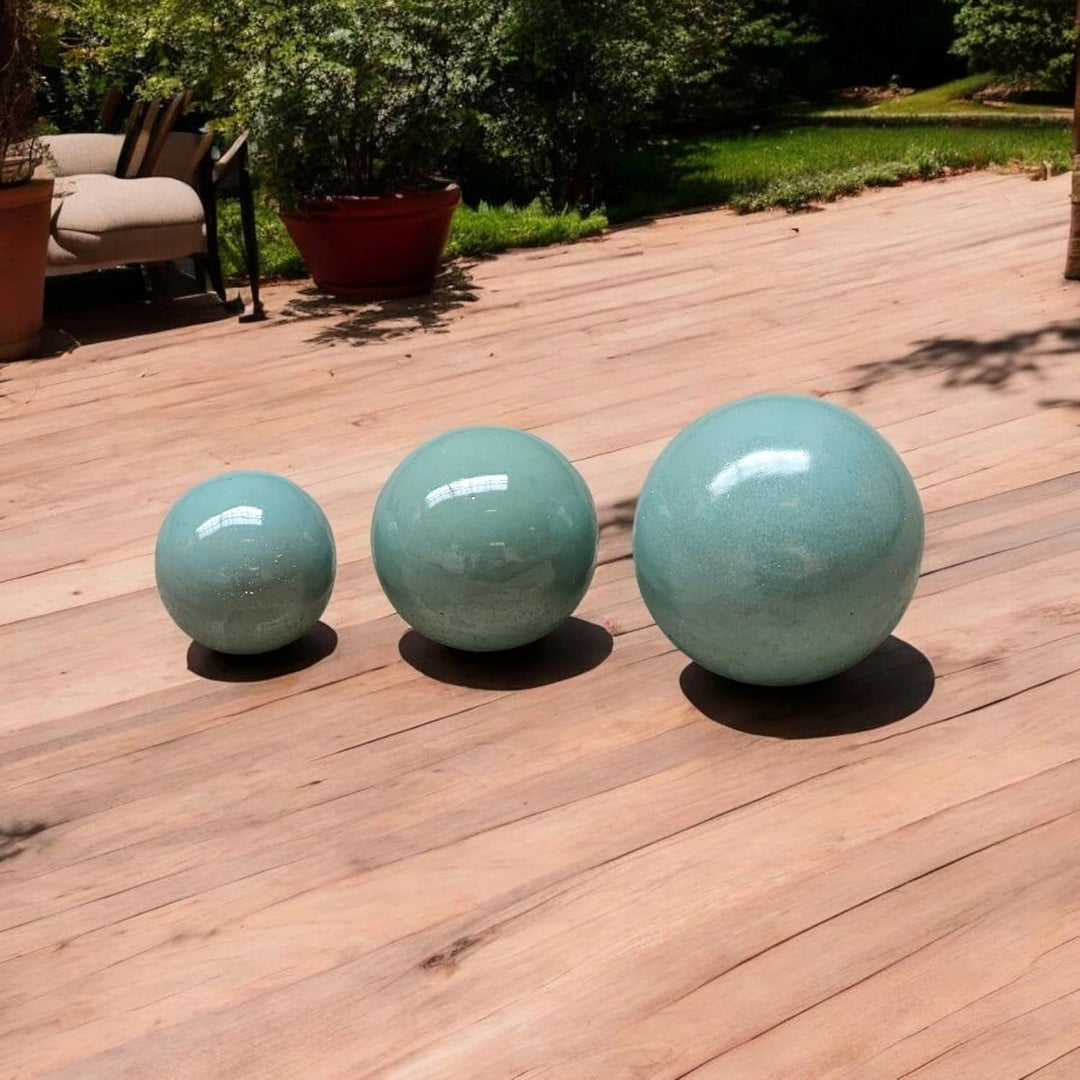 Teramico Dekokugel Gartenkugel glasiert -Blau, Grün, Anthrazit, Türkis, Aqua- sehr hochwertig frostf