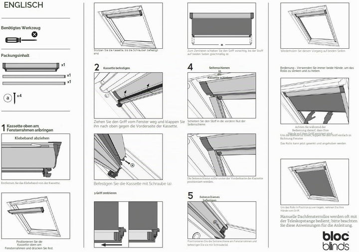 Bloc Skylight Rollo M6 A für Dakstra Dachfenster Blockout, schwarz M6A Dakstra Schwarz, M6A Dakstra