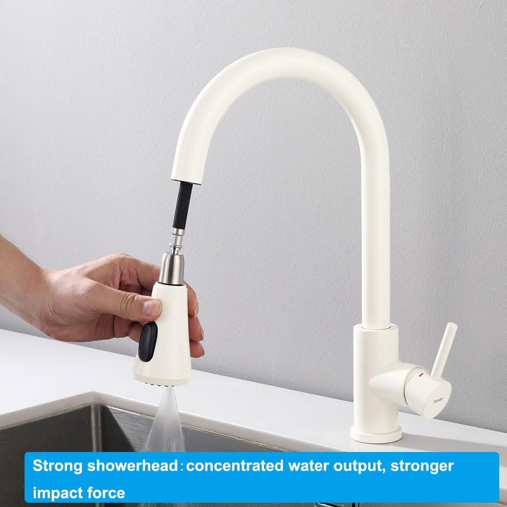 Wasserhahn Küche mit Ausziehbar Brause, Küchenarmatur mit 3 Strahlarten, 360° Drehbare Armatur Küche