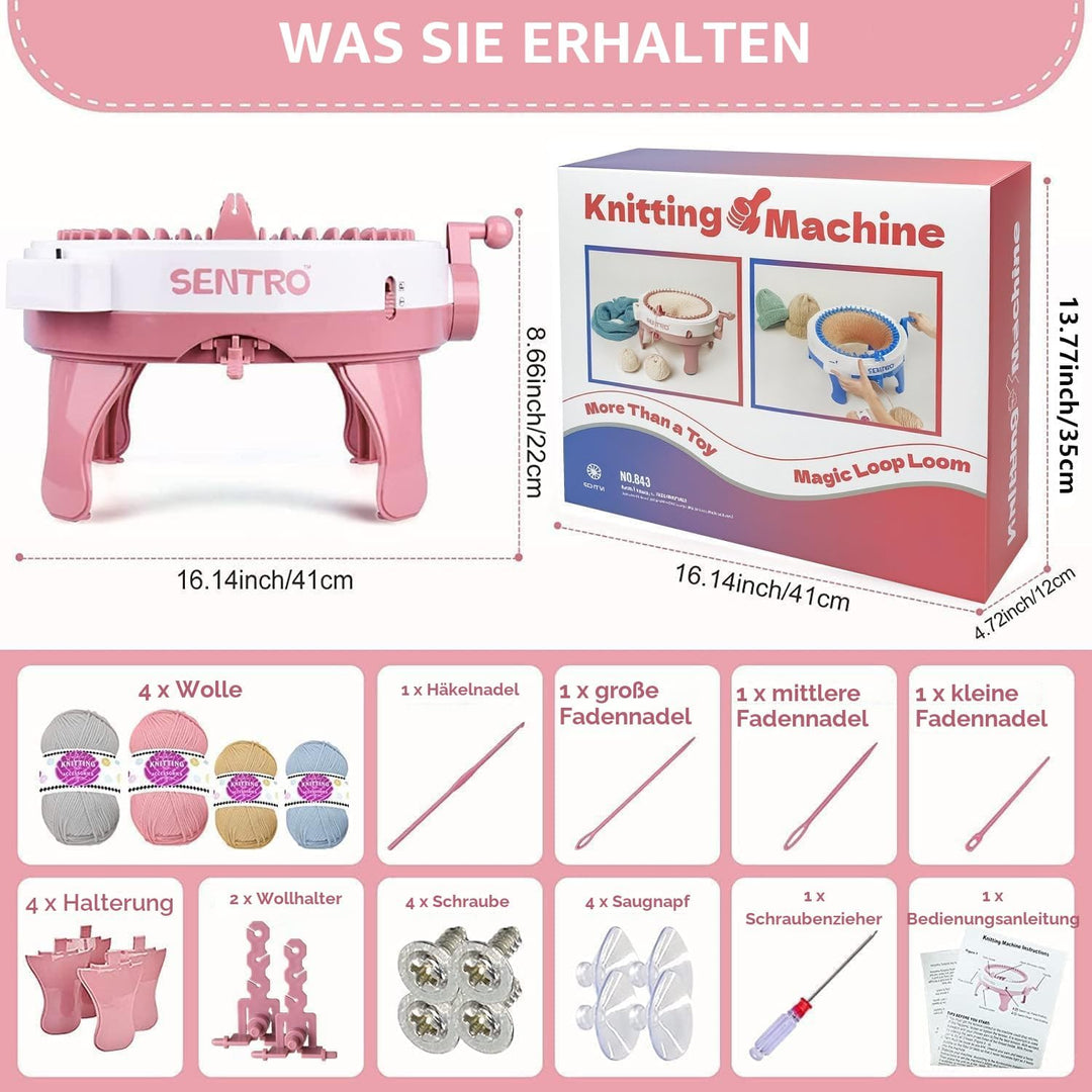 Zcvtbye SENTRO Strickmaschine, 48 Nadeln Strickmaschine mit Reihenzähler Stricken, DIY-Dualmodus str
