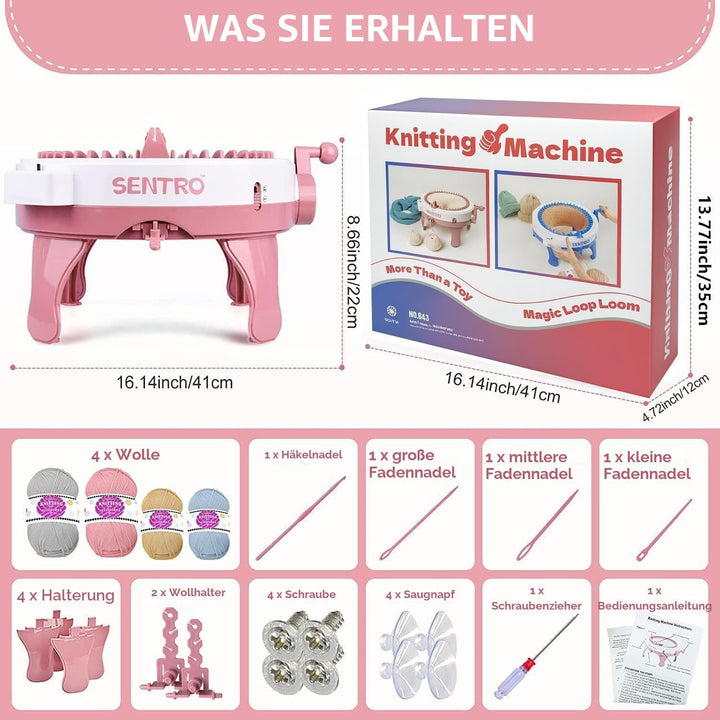 Zcvtbye SENTRO Strickmaschine, 48 Nadeln Strickmaschine mit Reihenzähler Stricken, DIY-Dualmodus str