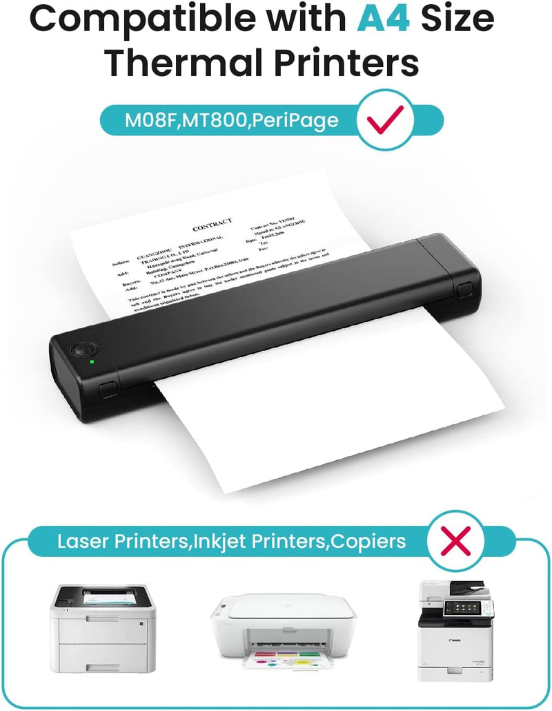 Thermodruckpapier für tragbaren Drucker M08F - Fanfold A4 Mehrzweckpapier kompatibel für tragbare Dr