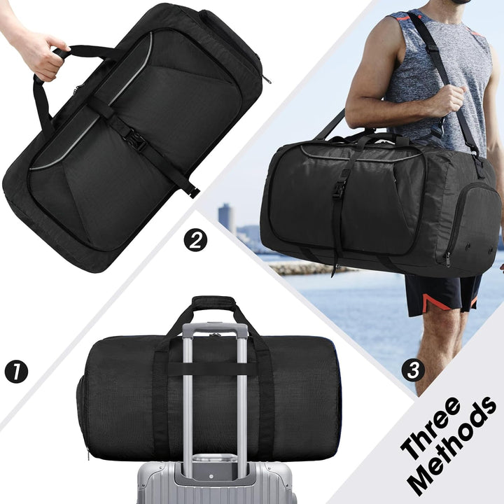 Faltbare Reisetasche 65L 80L 100L Grosse Leichte Sporttasche mit Schuhfach für Herren Damen Weekende