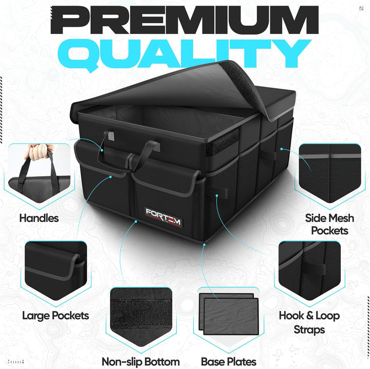 FORTEM Kofferraum Organizer SUV, Faltbare Auto Aufbewahrung, 600D Oxford, Rutschfeste Unterseite, Ve