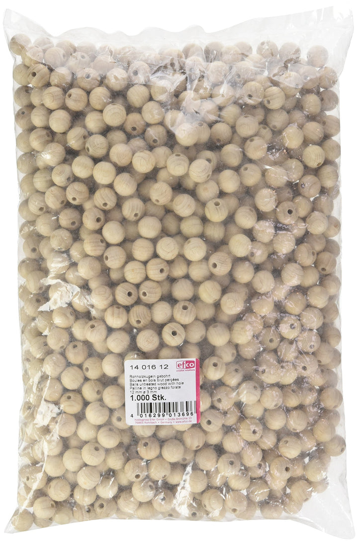 Rohholzkugel Holzkugel Kugel Holz Buche durchbohrt Ã˜ 12 mm ø 3 mm 1000 Stück 12mm 1000Stück, 12mm 1