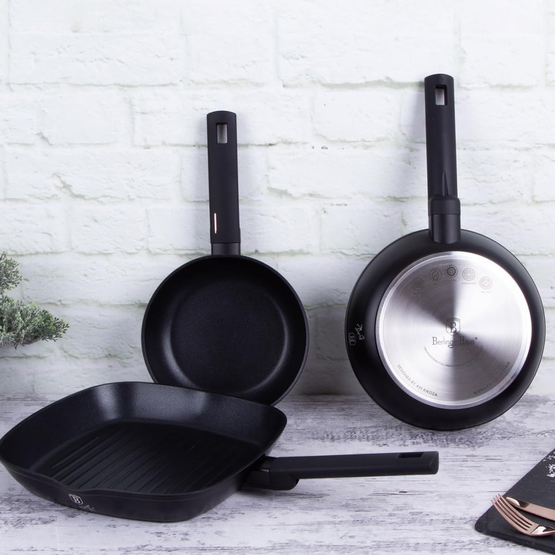 trends4cents Berlinger Haus BH/7096 Monaco Collection Bratpfannen Set 3 tlg. in schwarz Grillpfanne