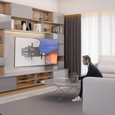 WHYFONE TV Wandhalterung Schwenkbar Halterung für 32-70 Zoll Flach&Curved Fernseher, 180° Drehbar Fe