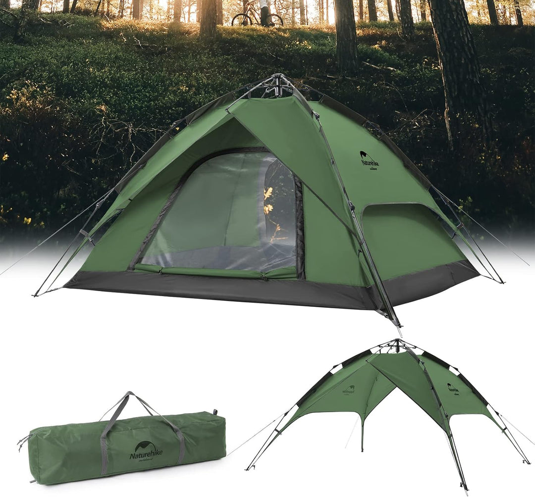 Naturehike Pop Up Zelt Wurfzelte Automatik Campingzelt 3-4 Personen Doppeldeck Kuppelzelt Grosses Fa