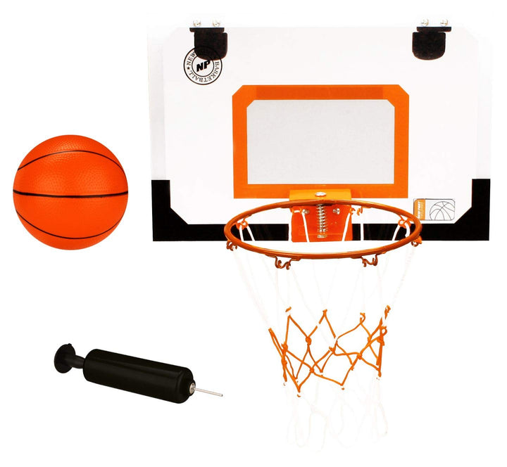 New Port Mini Basketballboard with Ring, Ball and Pump, Transparent/Black/Orange, one Size