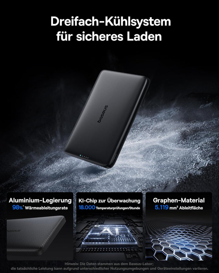 Baseus Picogo AM41 Power Bank, 10000mAh Qi2 Magsafe Powerbank 15W Wireless, Ultra Slim, PD 27W Schne