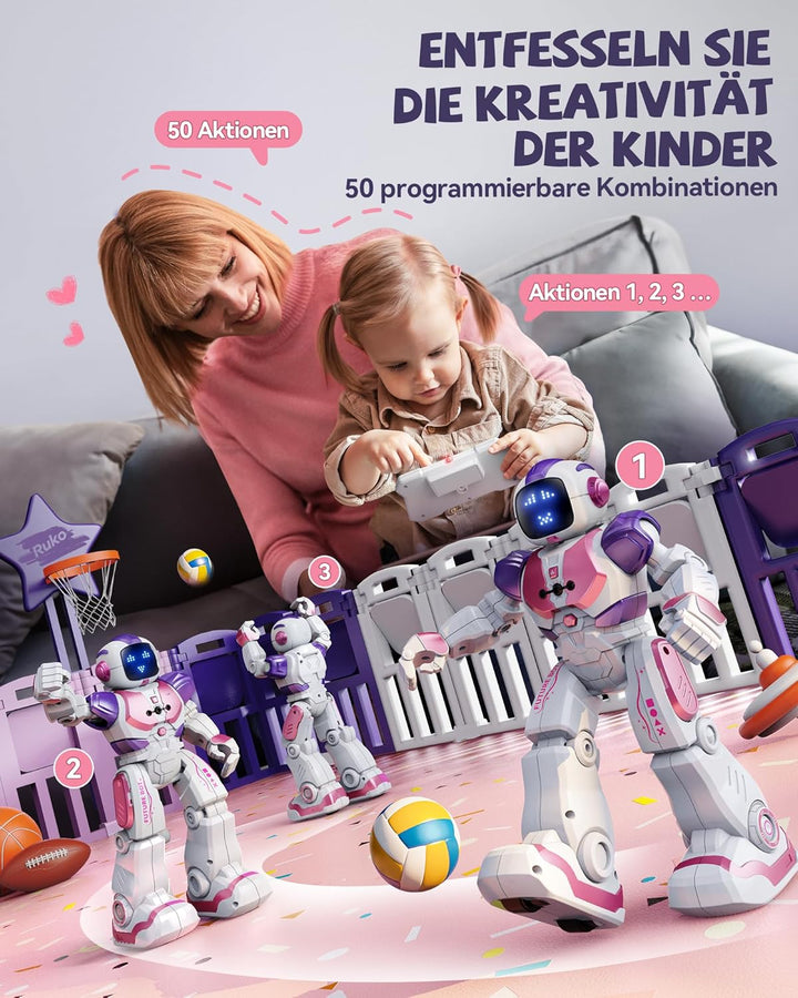 Ruko 6088 Tanzender Roboter für Kinder, App- & Fernbedienung, Gestensteuerung, Programmierbarer Lern